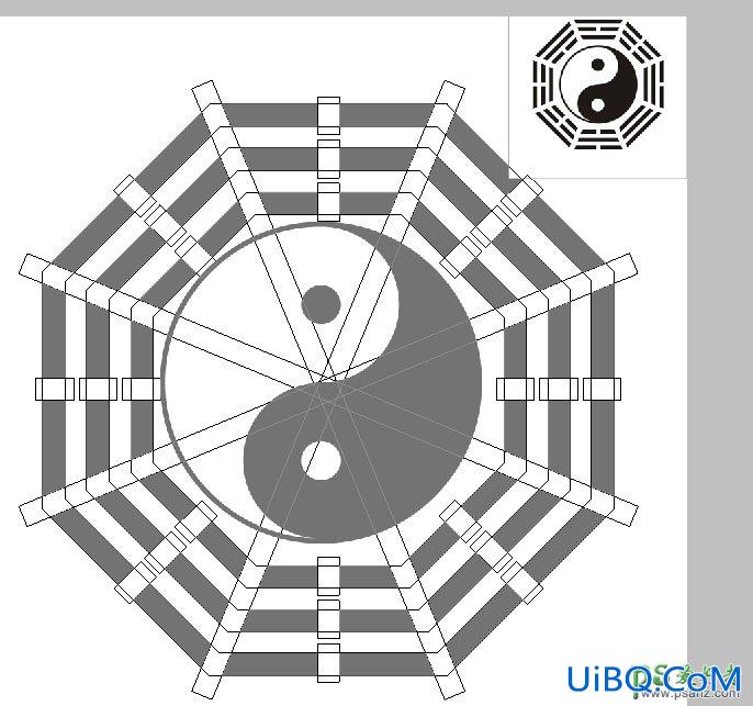 PS手绘失量风格的太极八卦图，建筑风水八卦图，八卦阵图