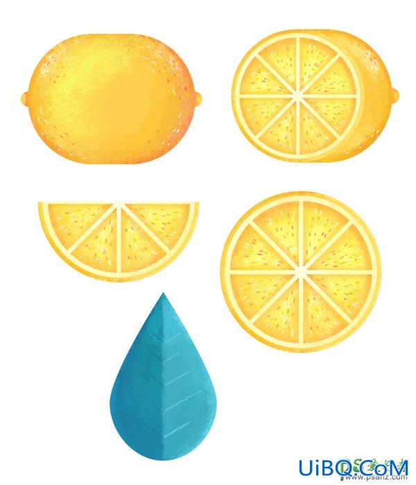 PS手绘炎炎夏日清凉的柠檬水插画图片，创意柠檬水插画设