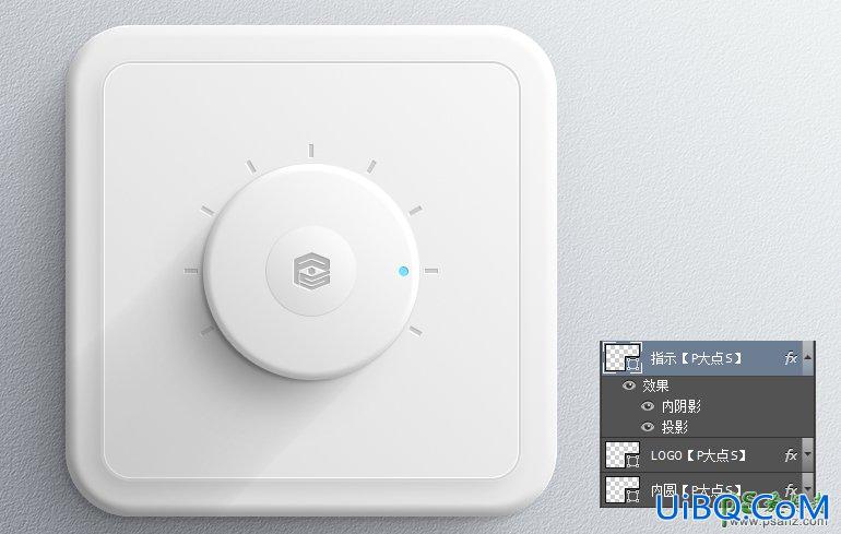 Photoshop鼠绘实例教程：手绘一例清新优雅的电子调节旋纽盒，逼真的开关