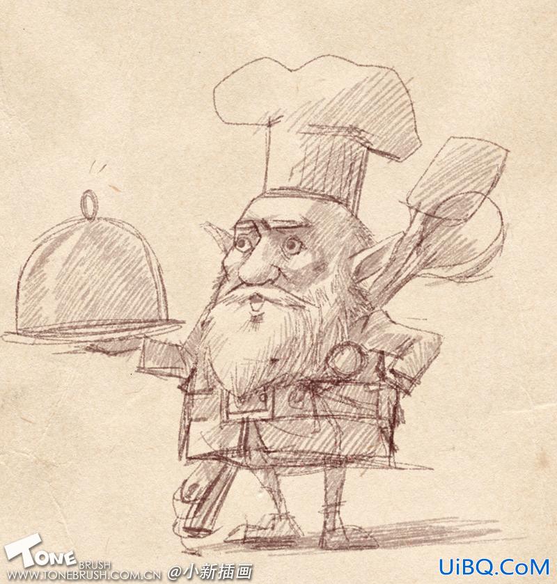 ps CS5绘制拿大勺的厨师老头卡通形像过