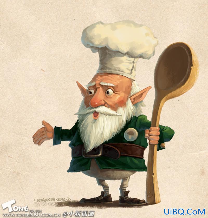 ps CS5绘制拿大勺的厨师老头卡通形像过
