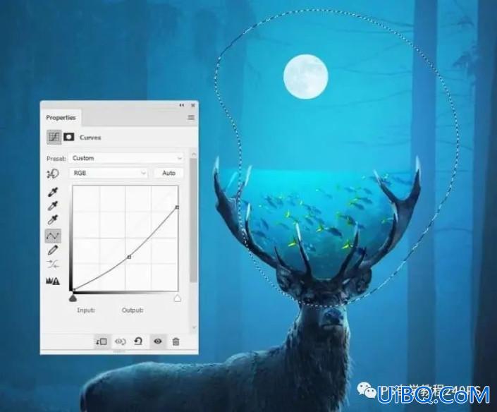 奇幻合成，合成鹿角中的神秘水世界