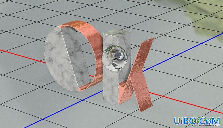 PS字效教程：学习制作镶嵌金属的大理石立体字体。