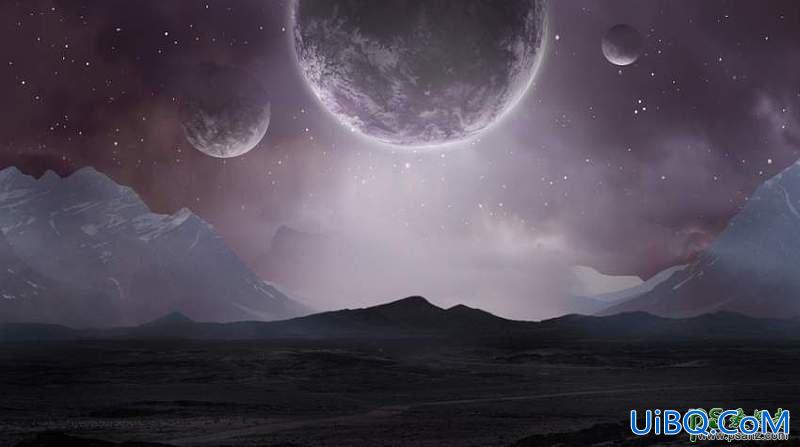 Photoshop合成科幻的宇宙奇观场景,星球,星际素材图,唯美的外星球奇观。