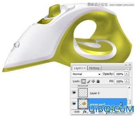 PS绘制逼真的蒸汽熨斗失量图素材，蒸汽电熨斗制作教程实