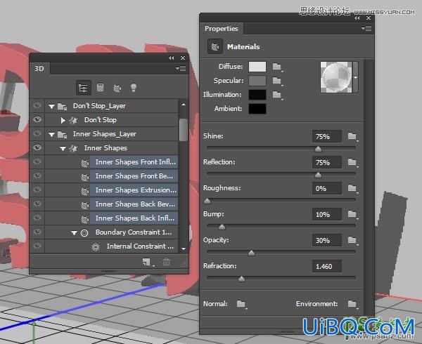 PS字效教程：利用3D功能做一个玻璃和橡胶质感的3D文本字