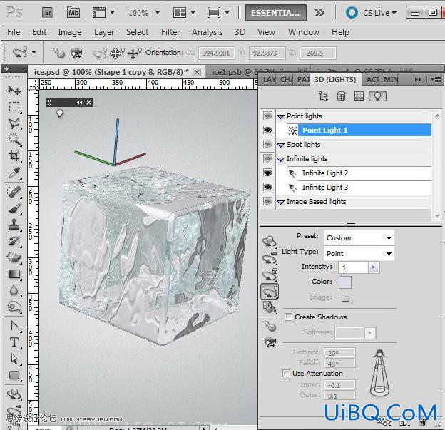 ps CS5利用3D功能打造逼真冰冻樱桃特效