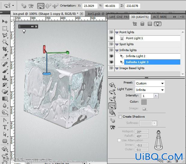 ps CS5利用3D功能打造逼真冰冻樱桃特效