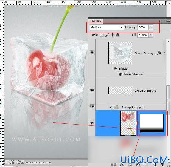 ps CS5利用3D功能打造逼真冰冻樱桃特效