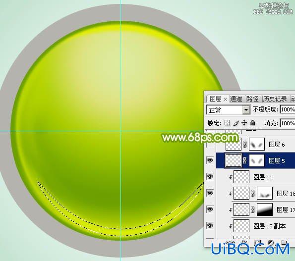 ps绿色圆形水晶按钮教程