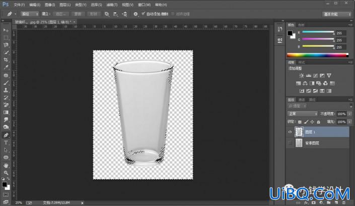 PS抠图入门实例：学习用钢笔工具抠玻璃杯子。