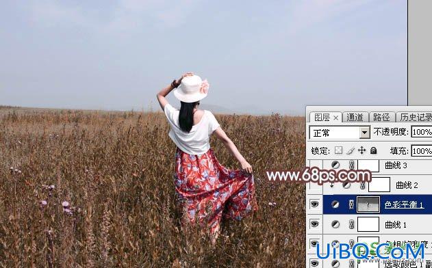 PS给麦田里的美女写真图片调出美美的秋季风景效果，秋景