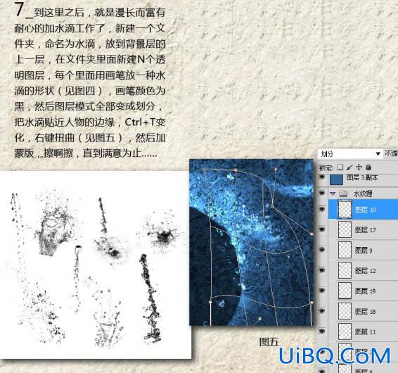 ps合成超酷的蓝色水珠人像