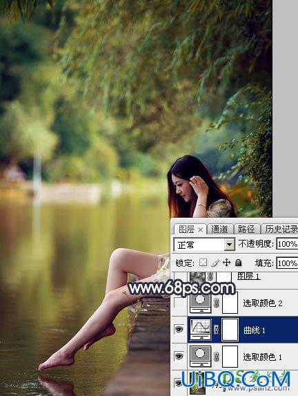 PS给修长美腿女生外景写真照调出艳丽的秋季暖色效果