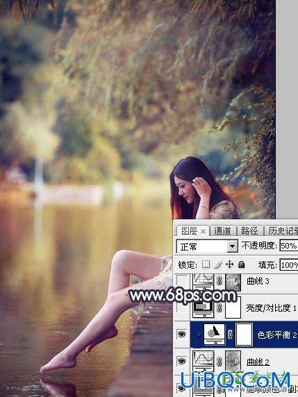 PS给修长美腿女生外景写真照调出艳丽的秋季暖色效果