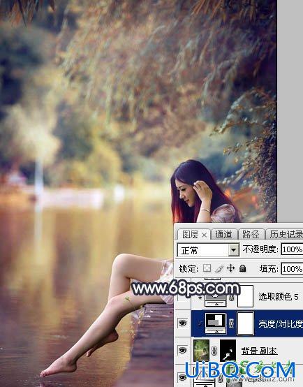 PS给修长美腿女生外景写真照调出艳丽的秋季暖色效果