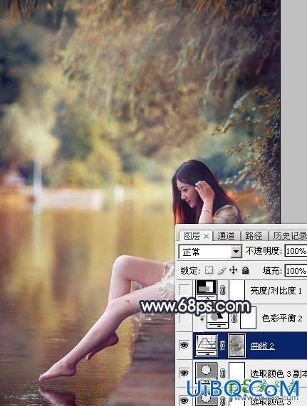 PS给修长美腿女生外景写真照调出艳丽的秋季暖色效果