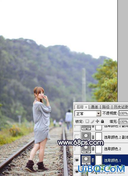 PS给泛白的果子美眉外景写真照调出唯美的橙黄色效果