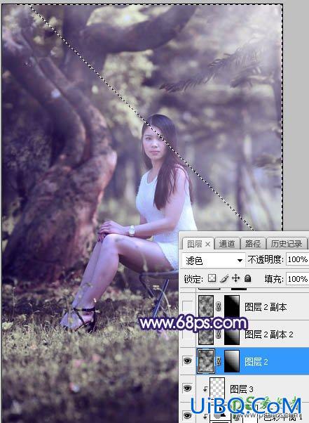 PS给绿荫中自拍的可爱萌女艺术写真集调出甜美清新的色彩