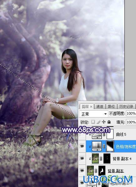 PS给绿荫中自拍的可爱萌女艺术写真集调出甜美清新的色彩