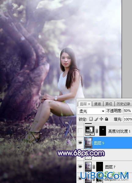 PS给绿荫中自拍的可爱萌女艺术写真集调出甜美清新的色彩