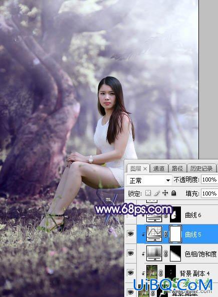 PS给绿荫中自拍的可爱萌女艺术写真集调出甜美清新的色彩