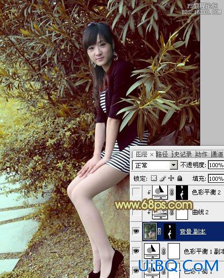 ps非主流教程：竹林下的非主流美女