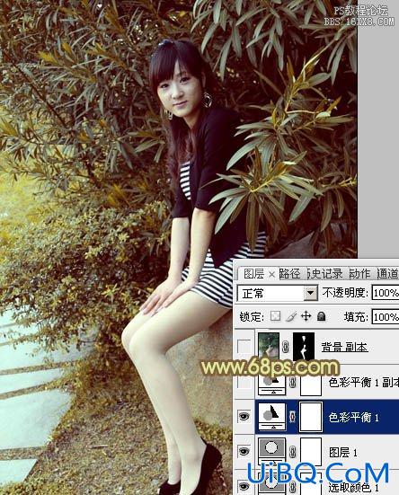 ps非主流教程：竹林下的非主流美女