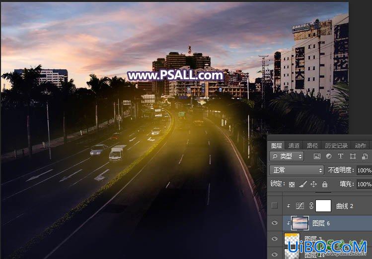 PS给城市公路风景图片调出暖暖的日出效果，色彩有层次感
