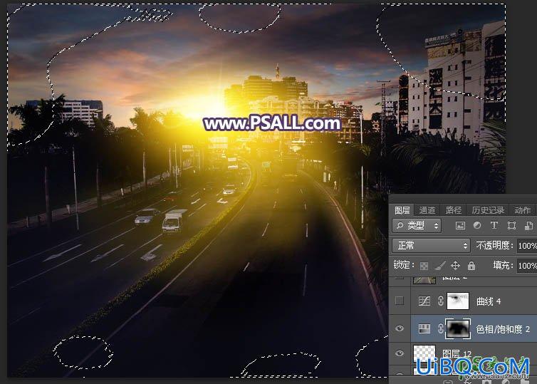 PS给城市公路风景图片调出暖暖的日出效果，色彩有层次感