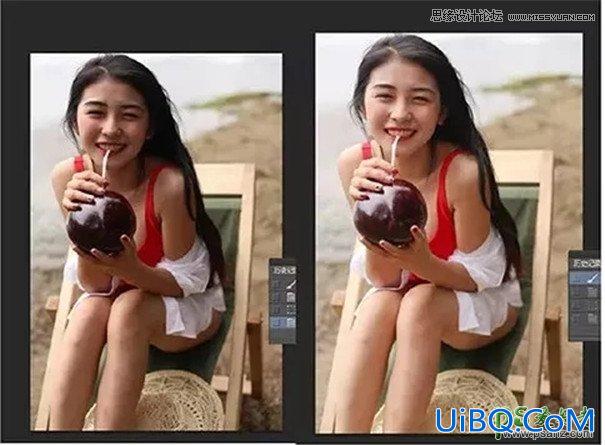 PS结合LR工具给海滩美女写真照调出小清新风格的日系效果