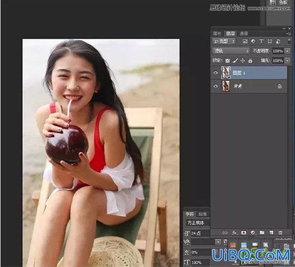 PS结合LR工具给海滩美女写真照调出小清新风格的日系效果