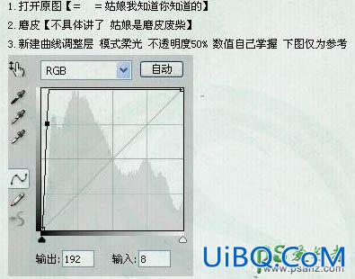 PS给古装少女人物照片整体润色调出青蓝色效果。